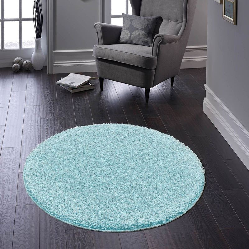 Buddy Washable Round Circle Rugs in Baby Blue