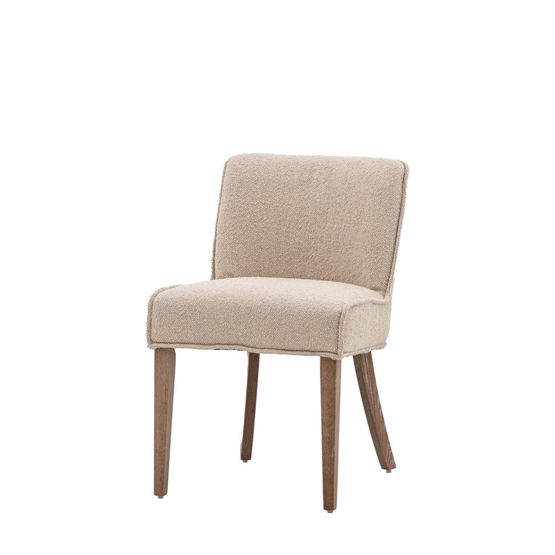 Tarin Taupe Linen Low Back Dining Chair with Wood Legs set of 2