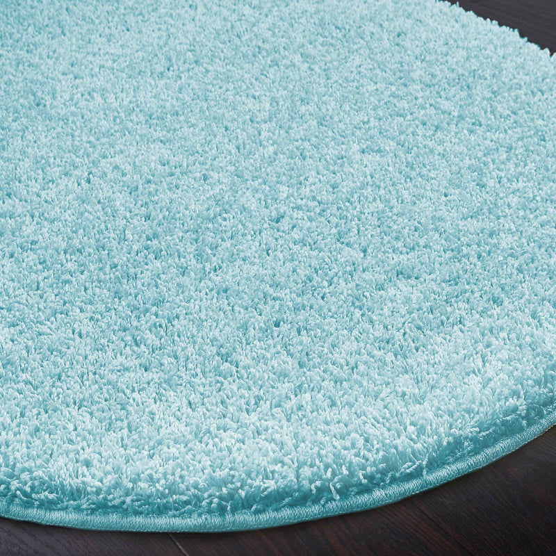 Buddy Washable Round Circle Rugs in Baby Blue