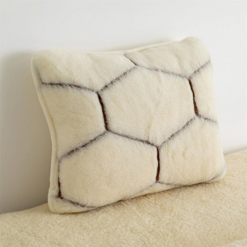 Aspley Honeycomb Cashmere Wool Cushion in Natural White