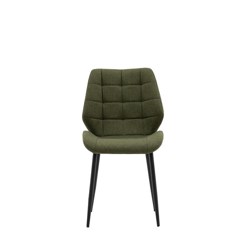 Marlin Bottle Green Dining Chairs with Black Metal Legs set of 2