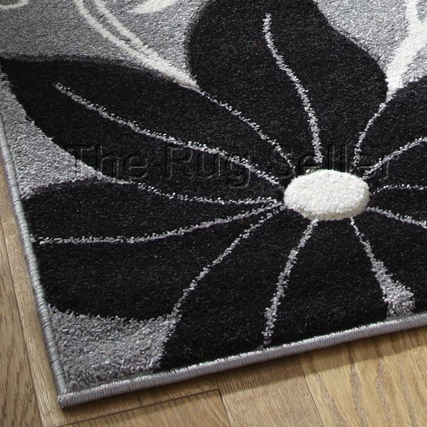 Verona OC15 Hand Carved Rugs in Grey Black