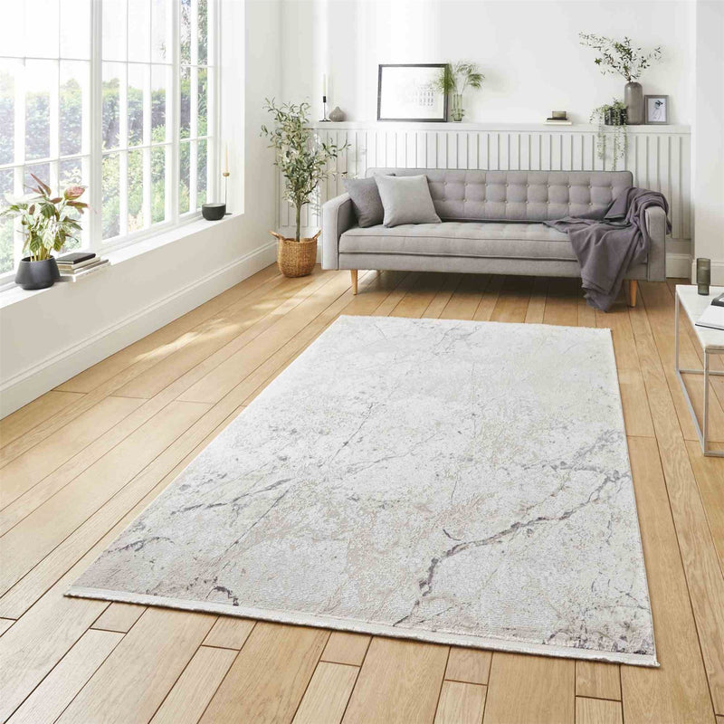 Bellagio 9141 Modern Abstract Distressed Rugs in Beige