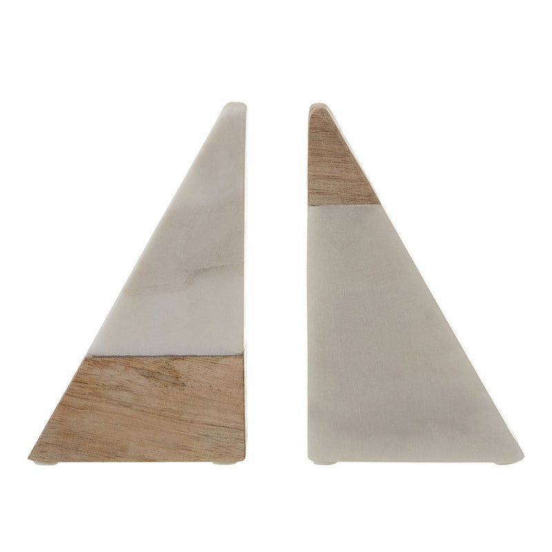 Marble and Mango Wood Bookends